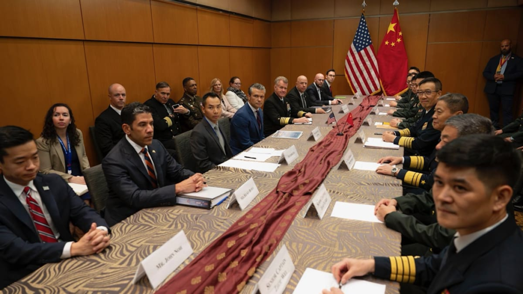 US will ‘stoutly defend’ its interests, defence secretary tells China