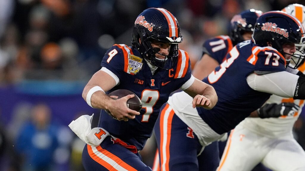 Luke Altmyer leads Illinois to a win in bowl game after running over an official