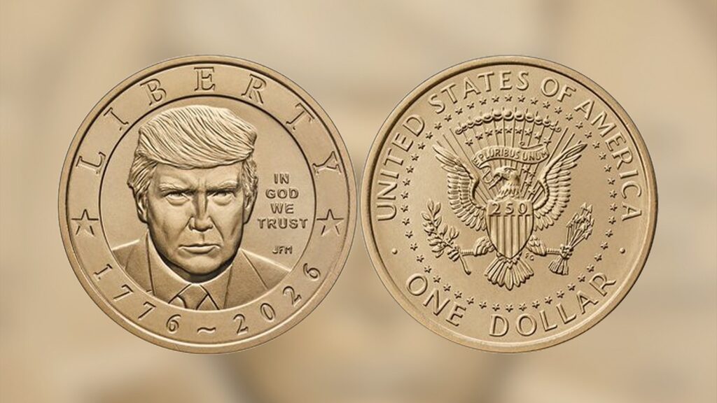 US Mint to begin striking dollar coin featuring Trump
